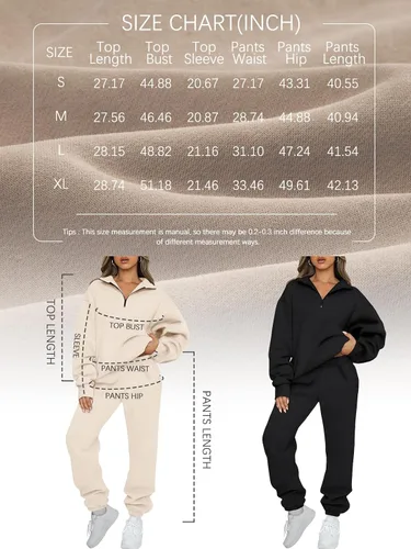 Miniatura 6 de AUTOMET Womens 2 Piece Outfits Long Sleeve Sweatsuits Sets Half Zip Sweatshirts with Joggers Sweatpants