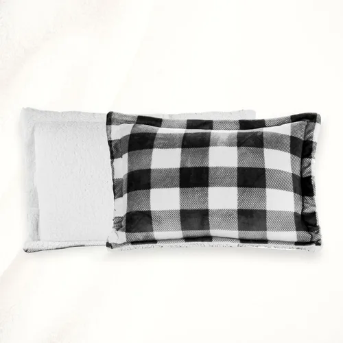Miniatura 9 de Juego de edredón de 3 piezas Elegant Comfort con diseño de búfalo y cuadro de cabaña, lujoso, peso pesado, para todas las estaciones, con respaldo