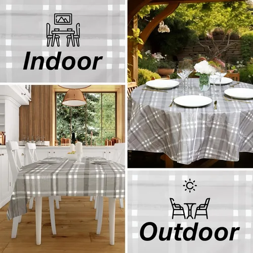 Miniatura 5 de EVERYDAY LUXURIES Mantel cuadrado impermeable de 52 x 52 pulgadas, resistente a las manchas y a las arrugas. Mantel decorativo de vinilo gris