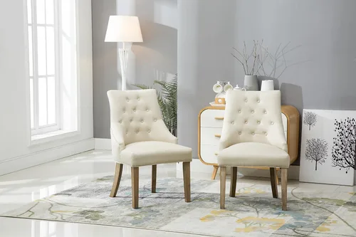 Miniatura 10 de Juego de sillas Roundhill Furniture, 2 sillas de madera maciza, sillón orejero con cabezas de clavos