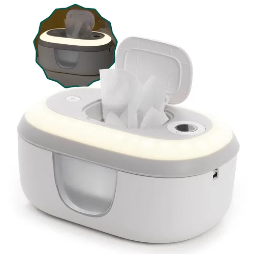 Babelio Calentador de toallitas húmedas y dispensador de toallitas húmedas para bebés | Calentador de toallitas de gran capacidad para bebés con luz