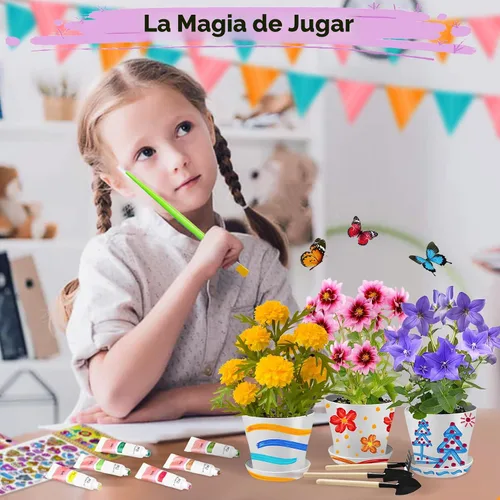 Miniatura 8 de Kit de jardinería infantil de pintura y plantas para niñas y niños, juguetes de jardín, flores, jardinería, regalo para niños, macetas de flores