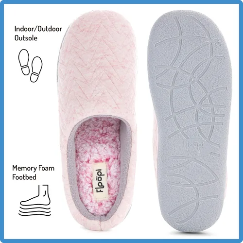 Miniatura 3 de Floopi Pantuflas para mujer, para interiores y exteriores, piel de sherpa sintética, con forro polar cálido, con espuma viscoelástica