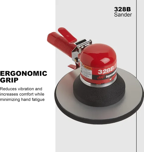 Miniatura 4 de Ingersoll Rand Lijadora de aire orbital con engranaje de doble acción 328B, almohadilla adhesiva de 8 pulgadas, órbita de 5/32 pulgadas, 825 RPM