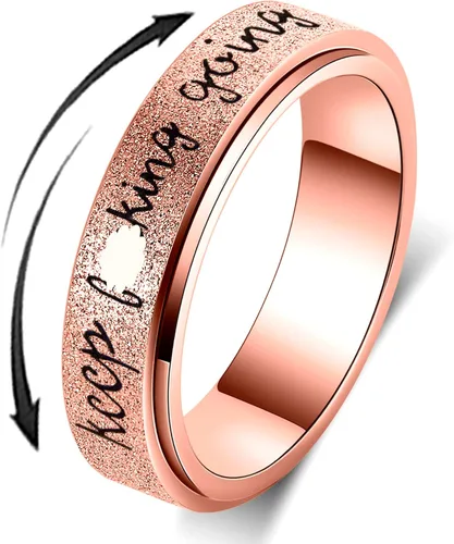 Miniatura 10 de Fidget Ring Women for Anxiety Rings:Personalized Inspirational Mantra Stainless Steel Silver Black Rainbow Rose Gold Spinning Ring for Men Women