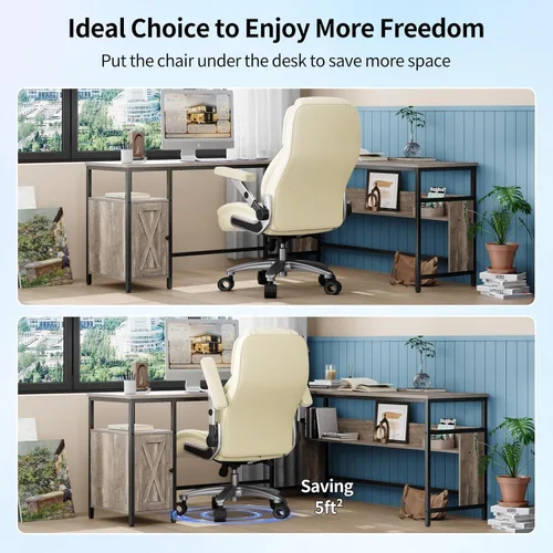 Miniatura 8 de Silla de oficina grande y alta con brazos 5D, silla de escritorio resistente de tela y piel sintética, soporte lumbar ajustable y altura, función