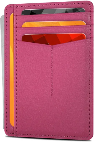 Miniatura 24 de Carteras de cuero Oak Leathers, delgadas y minimalistas con bloqueo RFID, tarjetero de bolsillo frontal para hombres y mujeres, Desnudo