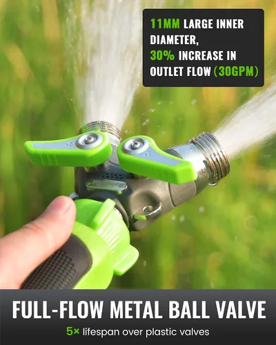 Miniatura 4 de RAINPOINT Divisor de manguera de jardín, divisor de espiga en Y de manguera de agua resistente de 2 vías con válvulas de cierre, divisor de grifo