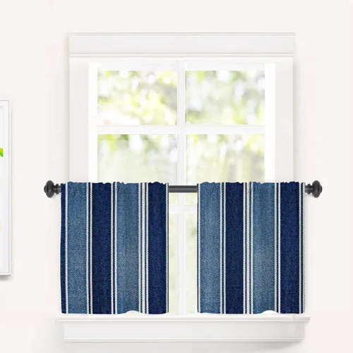 Miniatura 109 de Cortinas opacas de poliéster multicapa para cafetería, con diseño de diamantes, 2 unidades, 26 x 24 pulgadas