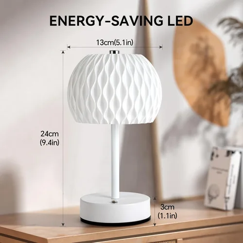 Miniatura 6 de Lámpara de mesa pequeña a pilas, 3 temperaturas de color, recargable, control táctil, lámpara de escritorio regulable, luz nocturna LED inalámbrica
