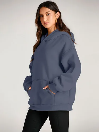 Miniatura 3 de EFAN Sudaderas de manga larga con capucha para mujer, holgadas, con forro de polar, con bolsillos, para invierno y otoño, estilo Y2K de los 2000
