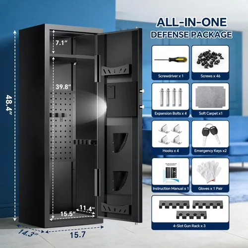 Miniatura 8 de Caja fuerte de 8-10 armas para seguridad del hogar, caja fuerte para rifles y pistolas - Teclado digital de acceso rápido Caja fuerte de fácil