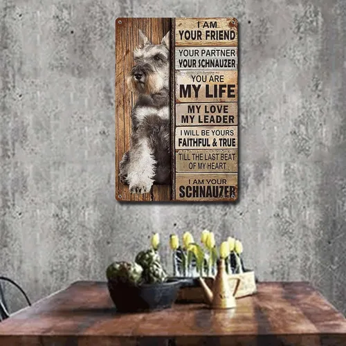 Miniatura 3 de Letrero de Metal Letrero de Hojalata Arte de Pared Vintage I Am Your Friend Regalo para Amantes de Schnauzer Arte de Pared Vintage Impresiones