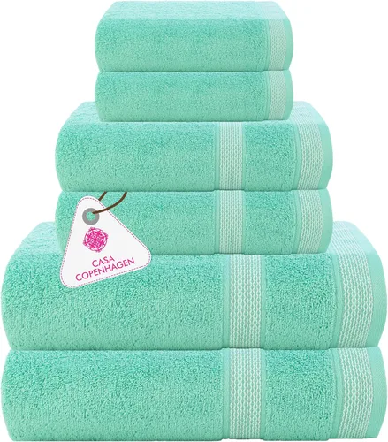 Miniatura 54 de CASA COPENHAGEN Solitaire Juego de 6 toallas - Negro, 600 GSM 2 toallas de baño 2 toallas de mano 2 toallitas, diseñadas en Dinamarca, hechas
