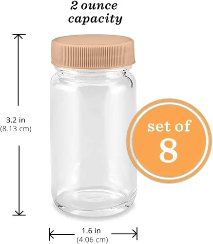Miniatura 3 de Recipientes para chupitos de jugo, vidrio, transparentes, 2 onzas, tapas de colores y bandas de agarre de silicona, almacenamiento de bebidas