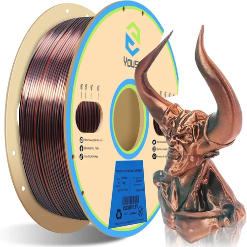Miniatura 15 de Yousu Seda de Doble Color Filamento PLA para 3D Impresora Filamento Coextrusión PLA Multicolor Filamento PLA 1.75mm (± 0.03 mm) Compatible