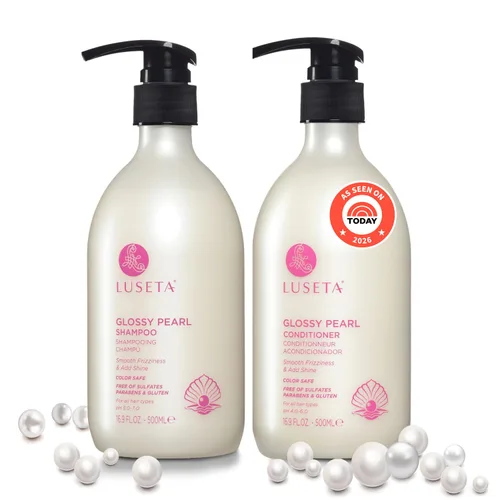 Set de champú y acondicionador Luseta de perla brillante, suaviza y humecta, combate el encrespamiento y añade brillo, hidratante para cabello