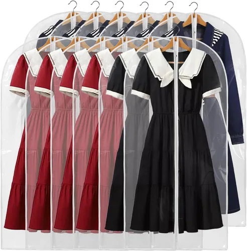 Miniatura 14 de Bolsas de ropa transparentes de 40" para colgar ropa, 12 paquetes de bolsas de traje para almacenamiento de clóset, bolsas de traje impermeables