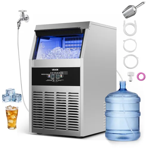 Miniatura 15 de VEVOR Máquina comercial para hacer hielo, 200 libras/24 horas con capacidad de almacenamiento de 50 libras, integrada/independiente/debajo