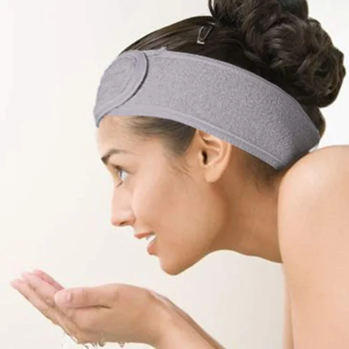 Miniatura 2 de Diadema de spa, diadema facial, banda para el cabello para lavar la cara, banda gruesa de tela de rizo para yoga, deporte, ducha, longitud