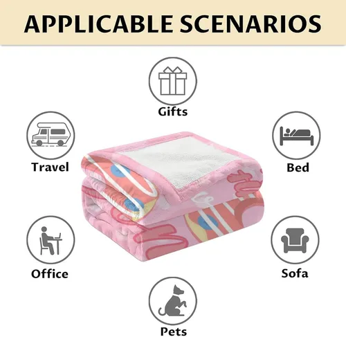 Miniatura 6 de Manta para niñas, 30 x 40 pulgadas, bonita manta de dona para niñas, manta rosa suave y mullida para sofá y oficina