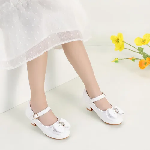 Miniatura 109 de PANDANINJIA Vestido de jada para niñas y niños pequeños, zapatos de princesa Mary Jane con tacones con lazo para fiesta, boda, boda