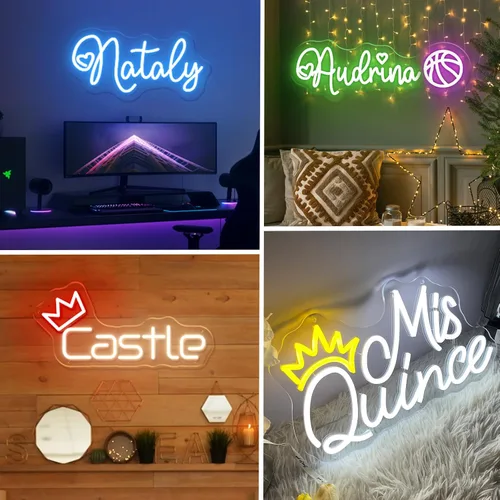 Miniatura 5 de Letreros de neón personalizados, letrero de nombre LED personalizado para boda, fiesta de cumpleaños, luz de letrero de neón personalizable para 2
