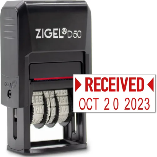 Miniatura 37 de ZIGEL Sello de Fecha D50 con Pagado - Sello de Fecha Autoentintado - Azul/Rojo