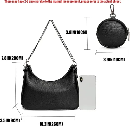 Miniatura 4 de Bolsos tipo Hobo pequeños para mujer bolsa de hombro suave multiusos ligera retro con monedero 2 piezasjuego
