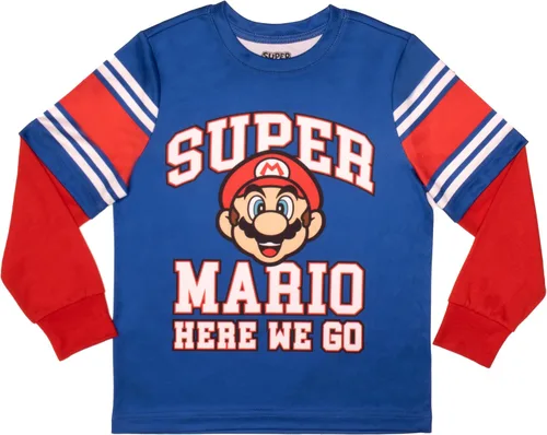 Miniatura 3 de Nintendo Super Mario - Juego de 2 piezas de camiseta de manga larga para niños y pantalones deportivos, paquete de 2 unidades para niños y niños