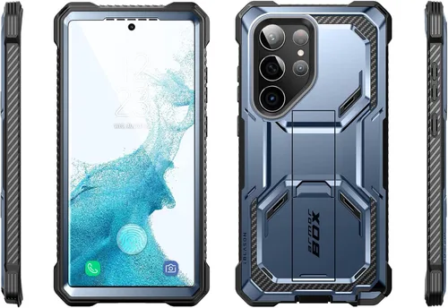 Miniatura 8 de i-Blason Armorbox - Funda para Samsung Galaxy S23 con soporte y clip para el cinturón, protector de pantalla integrado, 2 marcos frontales