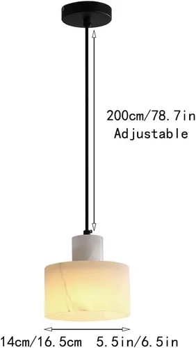 Miniatura 2 de Creative Cylinder Pendant Light Fixtures, Modern Marble Shade Hanging Pendant Lamp with Metal Dome, 78.7in Adjustable Height E27/E26 Sockets