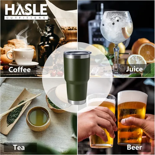 Miniatura 5 de Hasle Outfitters - Vaso de acero inoxidable de 30 onzas, taza de viaje con aislamiento al vacío de doble pared, taza de café aislada duradera, juego