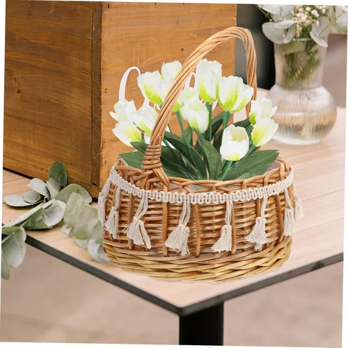 Miniatura 8 de jojofuny Cestas de boda pequeñas para niñas, mango portátil para flores, pétalos, dulces y organización del hogar