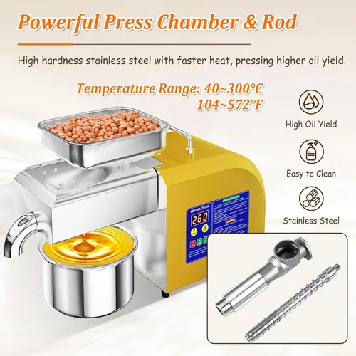 Miniatura 2 de Máquina de prensa de aceite, fabricación automática de aceite, extractor de aceites eléctricos para prensado en frío y caliente