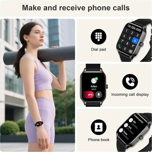 Miniatura 2 de Relojes inteligentes para mujer, reloj de seguimiento de fitness de 1.85 pulgadas, contestar/hacer llamadas, reloj de fitness impermeable IP68