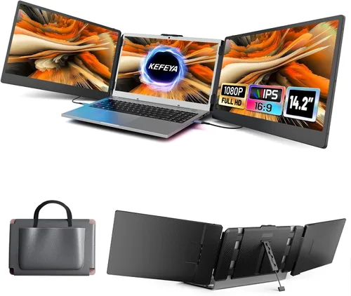 Miniatura 11 de KEFEYA - Extensor de pantalla para laptop, 14" FHD 1080P IPS, extensor dual de monitor portátil, monitor portátil conectar y usar (Plug & Play)