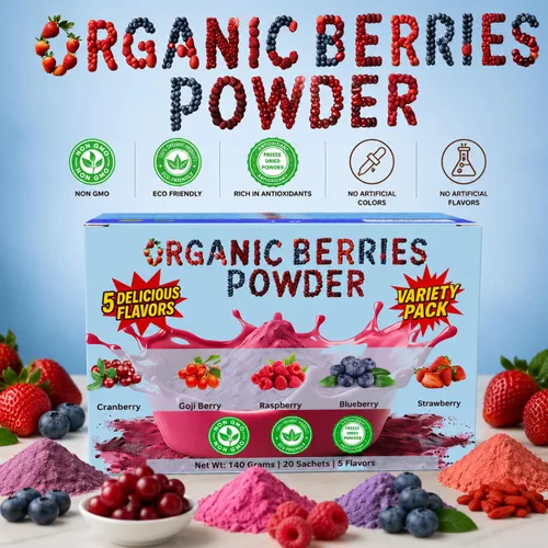Miniatura 9 de Mezcla orgánica de bayas liofilizadas en polvo, naturalmente rica en antioxidantes y vitamina C, sin azúcar añadida, sin OMG - Batido, yogur