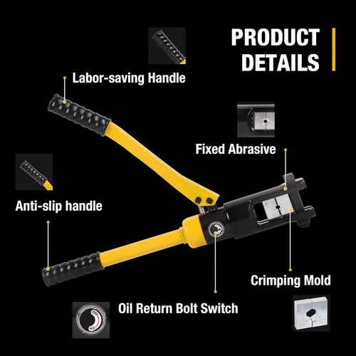 Miniatura 4 de Herramienta de prensado hidráulico 14T 6AWG-500MCM Herramienta de prensado de cables de 0.87 pulgadas Carrera hidráulica Lug Crimper eléctrico