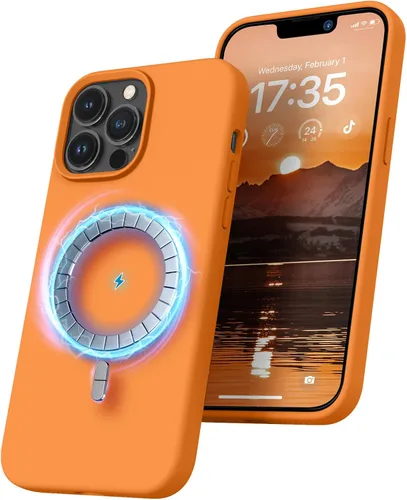 Miniatura 13 de RIZUS - Funda de silicona magnética para iPhone 13 Pro Max [compatible con MagSafe], funda delgada con forro de microfibra antiarañazos, a prueba