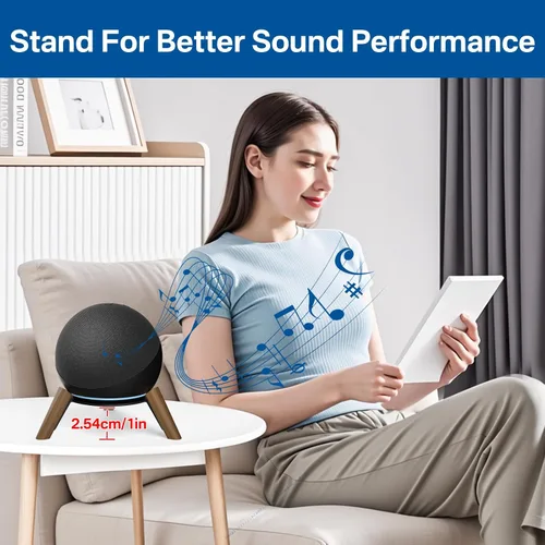 Miniatura 3 de Soporte de escritorio de madera para Echo Dot de 4ª y 5ª generación y soporte para Echo Dot Max para un mejor sonido, soporte de altavoz de trípode