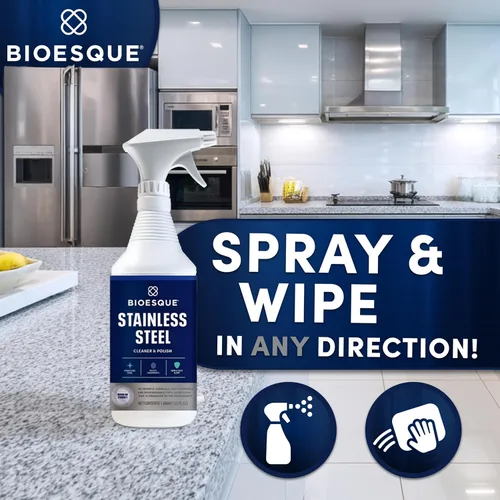 Miniatura 6 de Bioesque Limpiador y esmalte de acero inoxidable, resistente, no abrasivo, 32 onzas líquidas (paquete de 1)