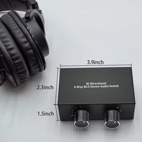 Miniatura 5 de Selector de audio estéreo de 4 vías, caja divisora bidireccional L/R de audio estéreo adecuado para conectar reproductores Blu-ray o reproductores