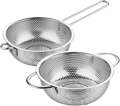 Miniatura 8 de KALLORY Colador de arroz Colador de malla fina con asa Colador de acero inoxidable fino para fregadero de grasa Cesta de fregadero de arroz Lavado