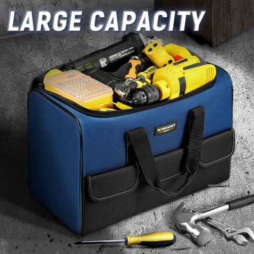 Miniatura 7 de Bolsas de herramientas WINHUNT para hombres, organizador de herramientas de 17 pulgadas con 6 bolsillos, tela impermeable de tela 600D, 16.9 x 11.8