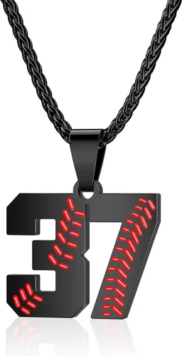 Miniatura 38 de Collar con número de béisbol para niños 00-99, collar con número de camiseta de béisbol de acero inoxidable, colgante personalizado, regalo