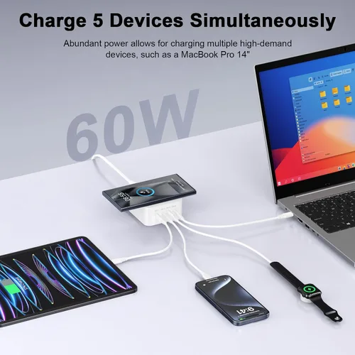 Miniatura 2 de Estación de carga de 60 W, cargador inalámbrico Motorola para Motorola razr 2024, razr plus 2024, razr 2023, Edge 2024, Edge 2023, Moto G Power