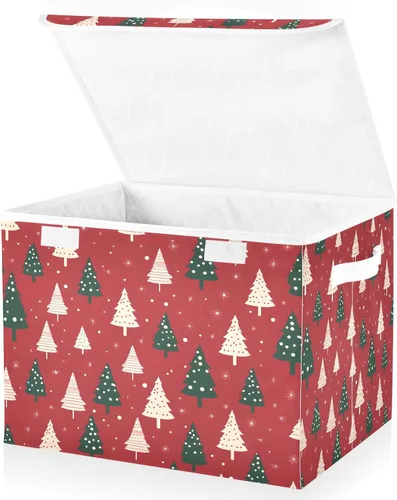 Miniatura 30 de senya Contenedores de almacenamiento grandes con cubos de almacenamiento plegables de lino, caja organizadora de armario de tela, con tapa abatible