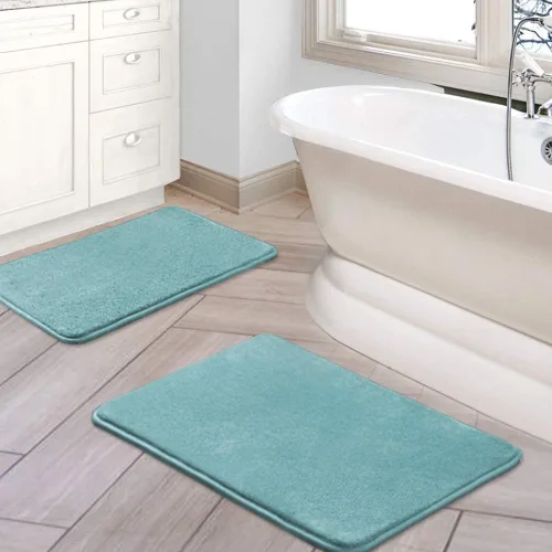Miniatura 14 de H.VERSAILTEX Juego de tapetes de baño de espuma viscoelástica, juego de tapetes de baño de franela aterciopelada, lujosos, extra suaves y Gris