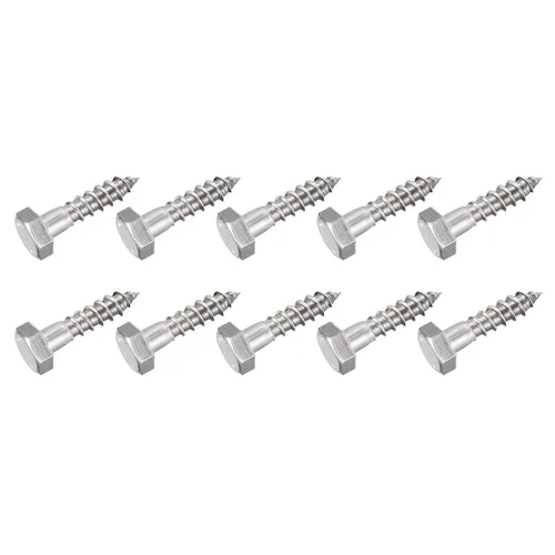 Miniatura 13 de METALLIXITY Tornillos hexagonales (M6 x 1.575 in), 10 unidades, pernos de madera autorroscantes de acero inoxidable 304, para aplicaciones domésticas